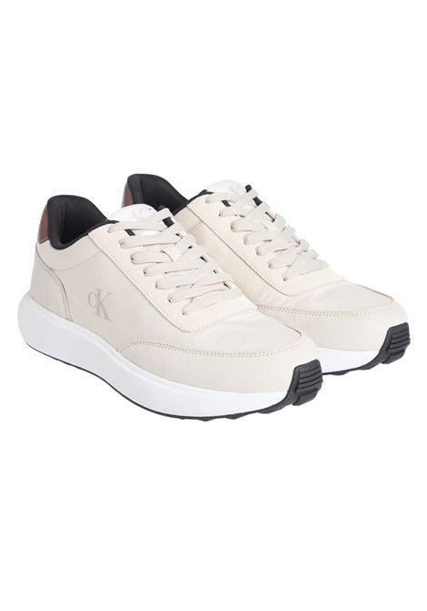 Scarpe Calvin Klein Athleisure Runner LaceUp Mix Beige Uomo CALVIN KLEIN | Sneakers | YM0YM01195-0GF